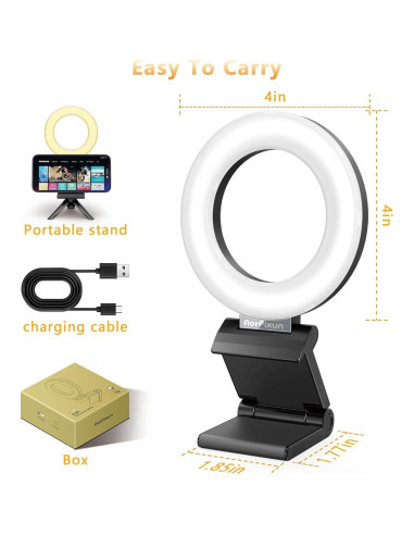 Luz de Anillo AorPixun 10cm USB 3 Modos 10 Niveles Brillo