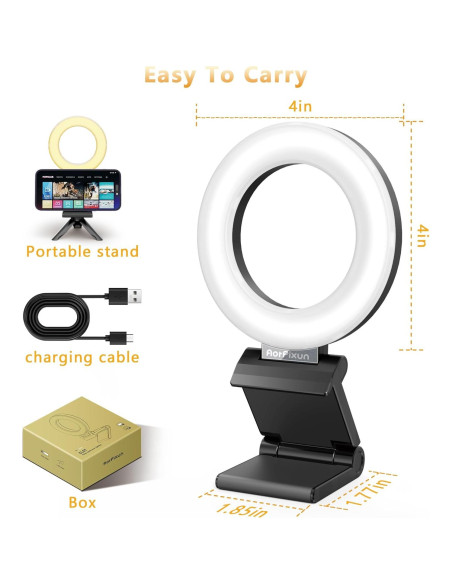 Luz de Anillo AorPixun 10cm USB 3 Modos 10 Niveles Brillo