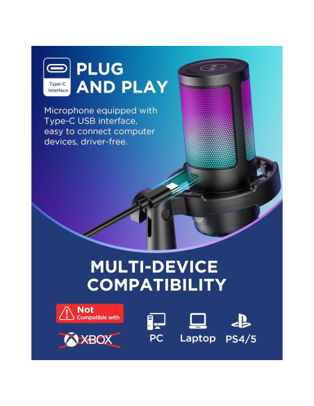 Micrófono Gaming USB InnoGear CM38D con Brazo Ajustable y RGB