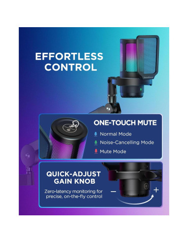 Micrófono Gaming USB InnoGear CM38D con Brazo Ajustable y RGB