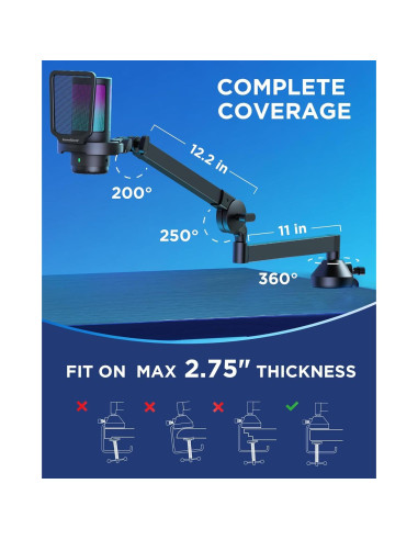 Micrófono Gaming USB InnoGear CM38D con Brazo Ajustable y RGB