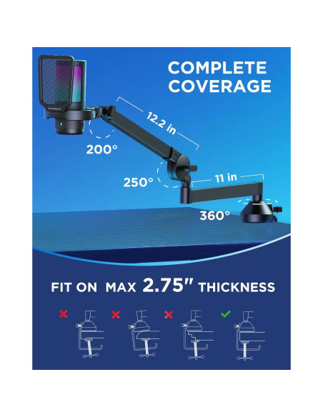 Micrófono Gaming USB InnoGear CM38D con Brazo Ajustable y RGB