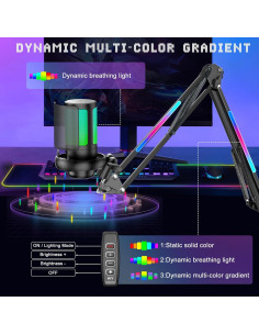 Micrófono USB KingSom Mic-1 con Brazo LED y Cancelación de Ruido 2