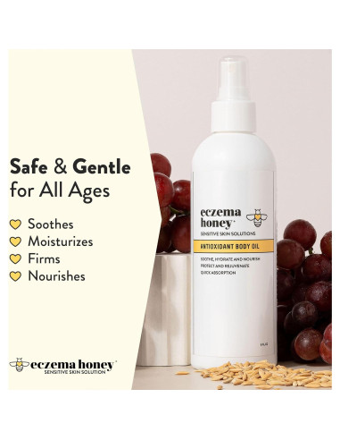 Aceite Corporal Antioxidante ECZEMA HONEY 236.6 ml - Hidratante Sin Fragancia para Piel Seca