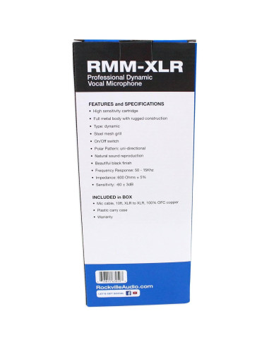 Micrófono Dinámico Cardioide Rockville RMM-XLR 600 Ohm Metal