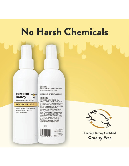 Aceite Corporal Antioxidante ECZEMA HONEY 236.6 ml - Hidratante Sin Fragancia para Piel Seca