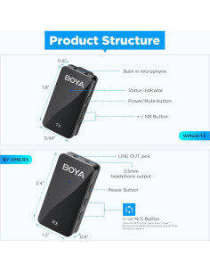 Micrófono Lavalier Inalámbrico BOYA BY-WMic5 M2, 20h Batería, Cancelación de Ruido 2