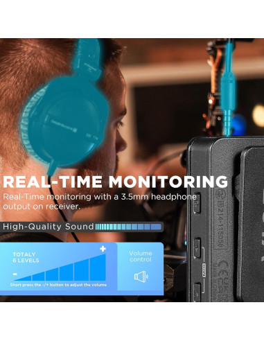 Micrófono Lavalier Inalámbrico BOYA BY-WMic5 M2, 20h Batería, Cancelación de Ruido