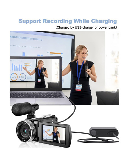 Cámara de Video 4K Rawiemy HD 48MP con Micrófono Inalámbrico Cámara de Video 4K Rawiemy HD 48MP con Micrófono Inalámbrico