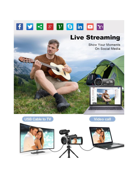 Cámara de Video 4K Rawiemy HD 48MP con Micrófono Inalámbrico Cámara de Video 4K Rawiemy HD 48MP con Micrófono Inalámbrico