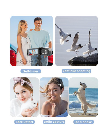 Cámara de Video 4K Rawiemy HD 48MP con Micrófono Inalámbrico