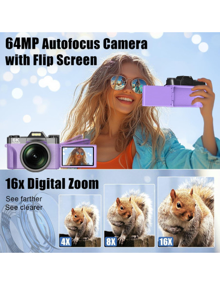 Cámara Digital 6K WIKICO WX02-6K 64MP Zoom 16X Pantalla 3"