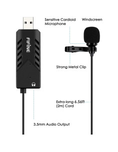 Micrófono Lavalier USB Fifine K053 Cardioide 2m para PC y Mac 2