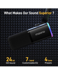 Micrófono Gaming MAONO PD100XS USB/XLR con RGB y Silencio 2