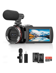 Cámara de Video 4K Weochi 64MP Doble Lente con Micrófono Inalámbrico