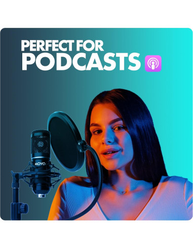 Kit de Podcast Movo PodPak2T - 2 Micrófonos Cardioides + Accesorios