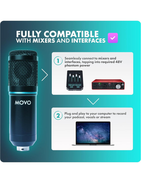 Kit de Podcast Movo PodPak2T - 2 Micrófonos Cardioides + Accesorios