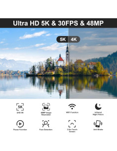 Cámara de Video 5K FJFJOPK HDV255K 48MP Wifi Estabilizador 2