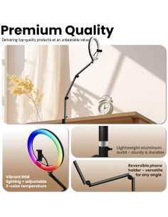 Anillo de Luz LED RGB 30 cm LOMTAP con Soporte para Teléfono 2