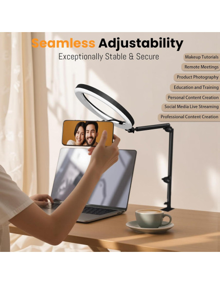 Anillo de Luz LED RGB 30 cm LOMTAP con Soporte para Teléfono Anillo de Luz LED RGB 30 cm LOMTAP con Soporte para Teléfono