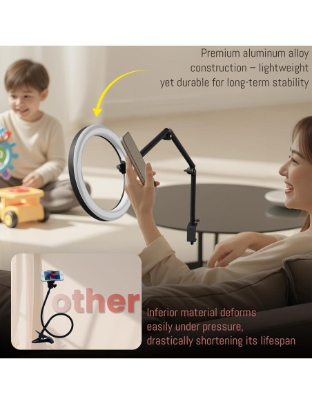 Anillo de Luz LED RGB 30 cm LOMTAP con Soporte para Teléfono Anillo de Luz LED RGB 30 cm LOMTAP con Soporte para Teléfono