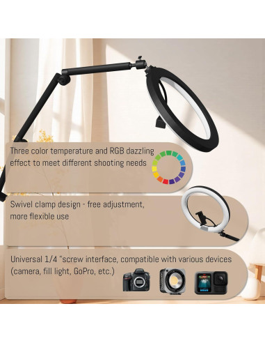 Anillo de Luz LED RGB 30 cm LOMTAP con Soporte para Teléfono