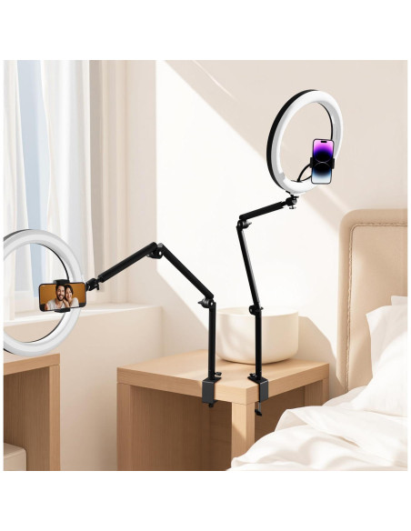 Anillo de Luz LED RGB 30 cm LOMTAP con Soporte para Teléfono Anillo de Luz LED RGB 30 cm LOMTAP con Soporte para Teléfono