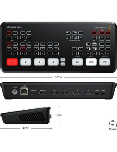 Conmutador de Transmisión en Vivo Blackmagic ATEM Mini Pro HDMI