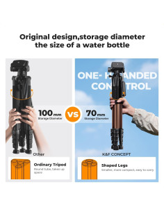 Trípode K&F Concept 75" ligero y portátil para cámara y celular 2