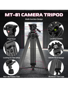 Trípode de Video ULANZI MT-81 Aluminio 155 cm Cabezal Fluido 2