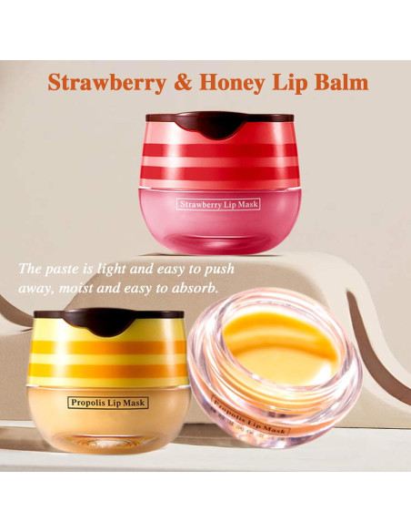 Bálsamo Labial Hidratante Loobexery Miel y Fresa 2 PCS Bálsamo Labial Hidratante Loobexery Miel y Fresa 2 PCS