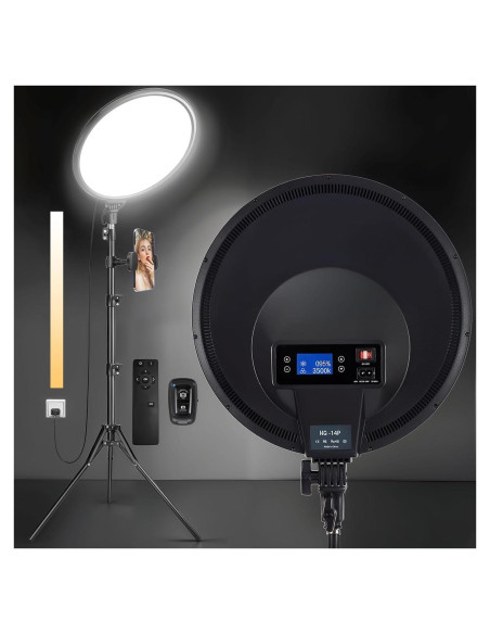 Aro de Luz LED 14" MACTREM con Trípode 180cm y Control Remoto