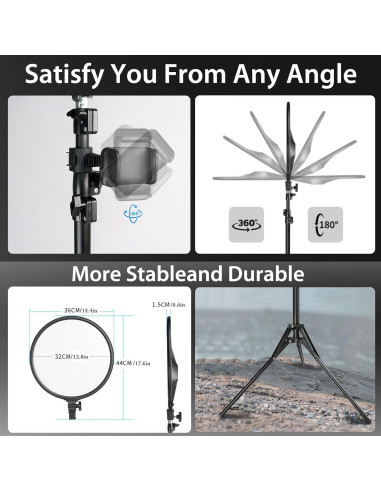 Aro de Luz LED 14" MACTREM con Trípode 180cm y Control Remoto