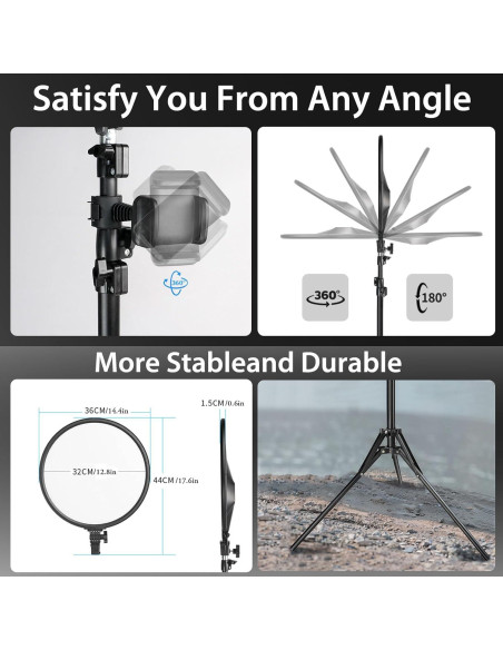 Aro de Luz LED 14" MACTREM con Trípode 180cm y Control Remoto