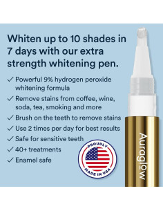 Bolígrafo Blanqueador de Dientes Auraglow 4mL 9% Peróxido 2