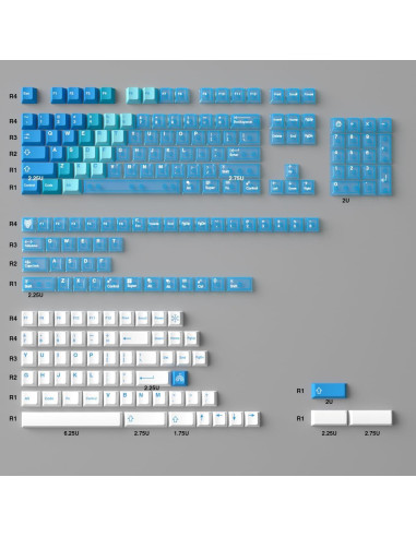 Teclas Mecánicas PBT Transparentes SUEHIODHY Azul 156 Teclas