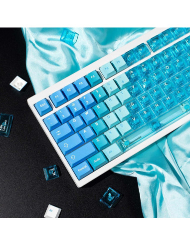 Teclas Mecánicas PBT Transparentes SUEHIODHY Azul 156 Teclas