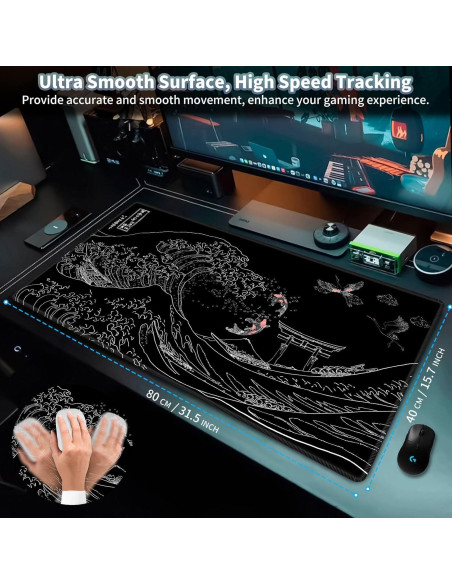 Alfombrilla de Ratón Grande EDGFRTOIO 800x400mm Ola del Mar