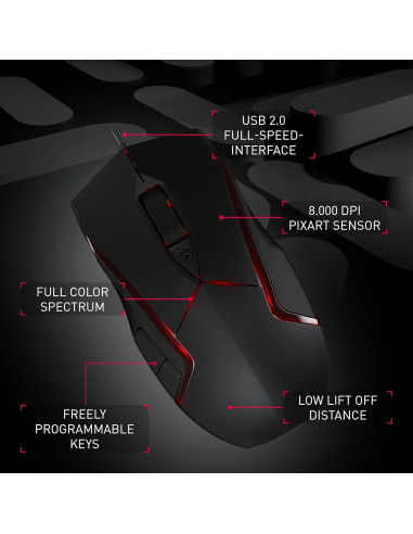 Ratón con Cable RGB Cherry JM-3000-2 5000 DPI Negro