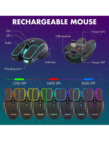 Combo Teclado y Ratón Inalámbricos CHONCHOW RGB Mecánico