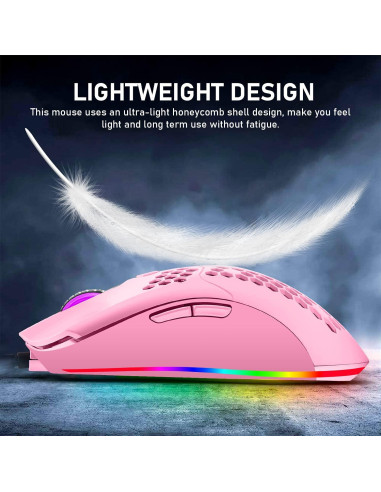 Teclado Mecánico Gaming LexonElec 60% Rosa Interruptor Azul