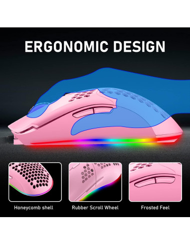 Teclado Mecánico Gaming LexonElec 60% Rosa Interruptor Azul