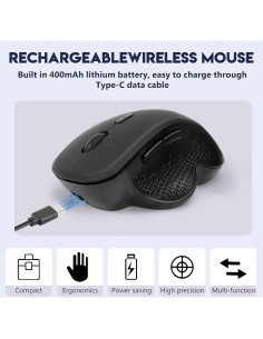 Ratón Inalámbrico Silencioso UrbanX Recargable Negro 2