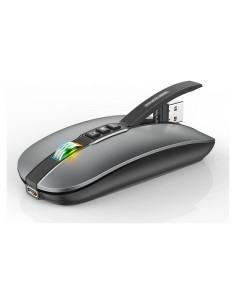 Ratón Bluetooth Multifuncional FMOUSE Gris con RGB y Silencio