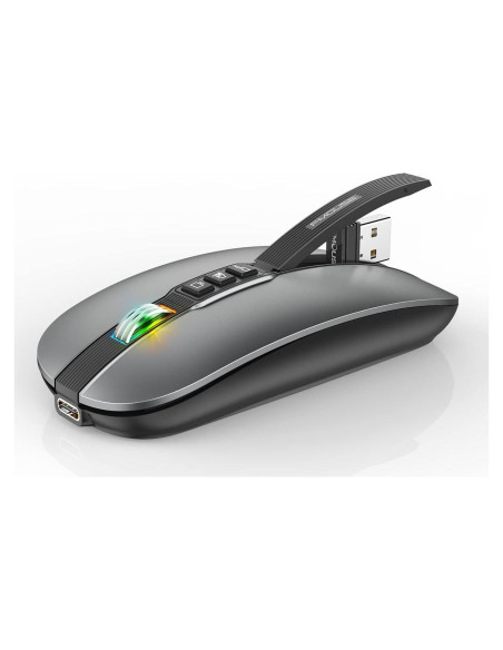 Ratón Bluetooth Multifuncional FMOUSE Gris con RGB y Silencio