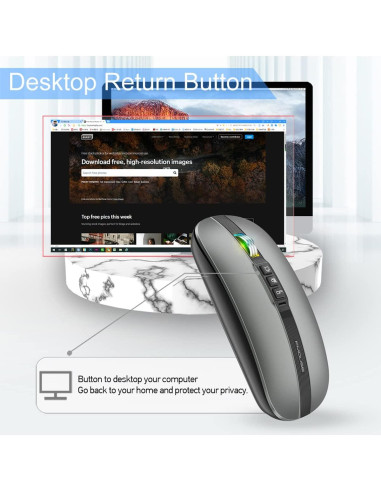 Ratón Bluetooth Multifuncional FMOUSE Gris con RGB y Silencio