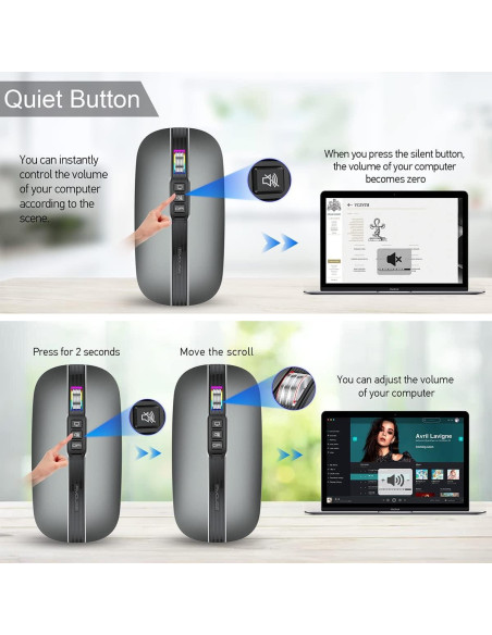 Ratón Bluetooth Multifuncional FMOUSE Gris con RGB y Silencio