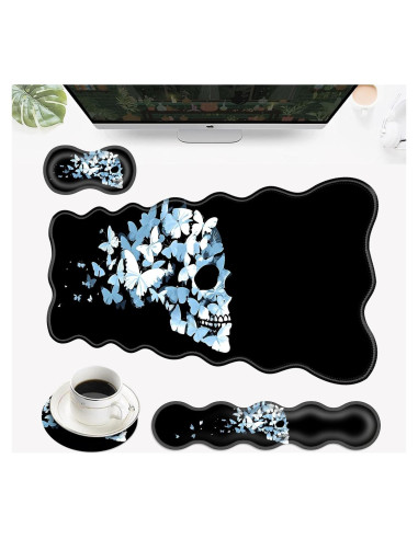 Alfombrilla de escritorio 4 en 1 EFGWSDER Calavera de mariposa