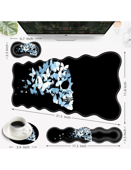 Alfombrilla de escritorio 4 en 1 EFGWSDER Calavera de mariposa