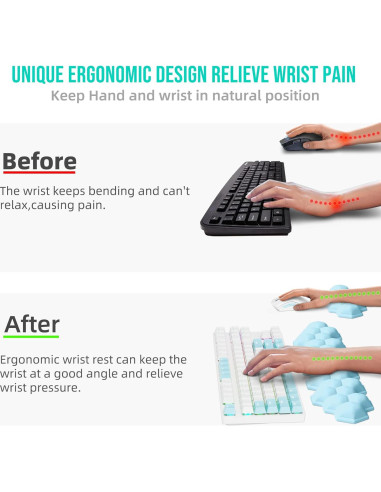 Juego de Reposamuñecas Ergonómico EYROZILL - Espuma Viscoelástica